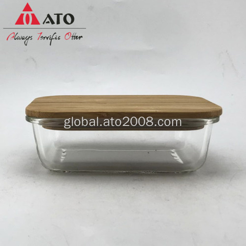 Rectangle Glass Container Rectangle Glass Food Container With Bamboo Lid Manufactory